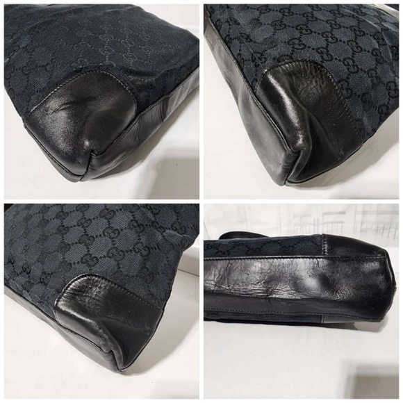 Authentic Gucci Vintage GG Canvas and Leather Shoulder Bag Black - Picture 11 of 12